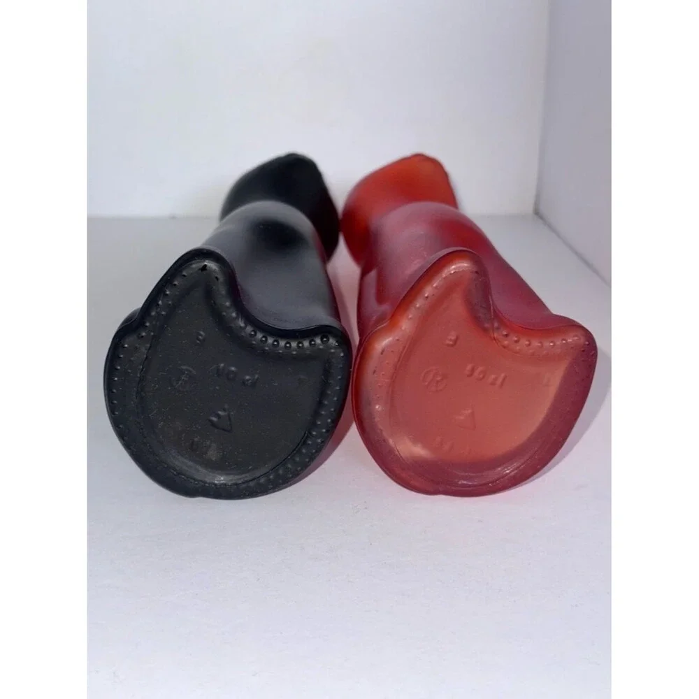 2 Matte Black & Red Cat Bottle Vases